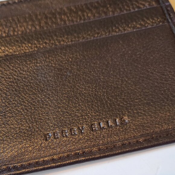 Perry Ellis Leather Bifold Wallet Dark Brown - Picture 7 of 11